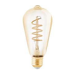 LED Amber Spiral ST64 4W E27 Warm White Globe