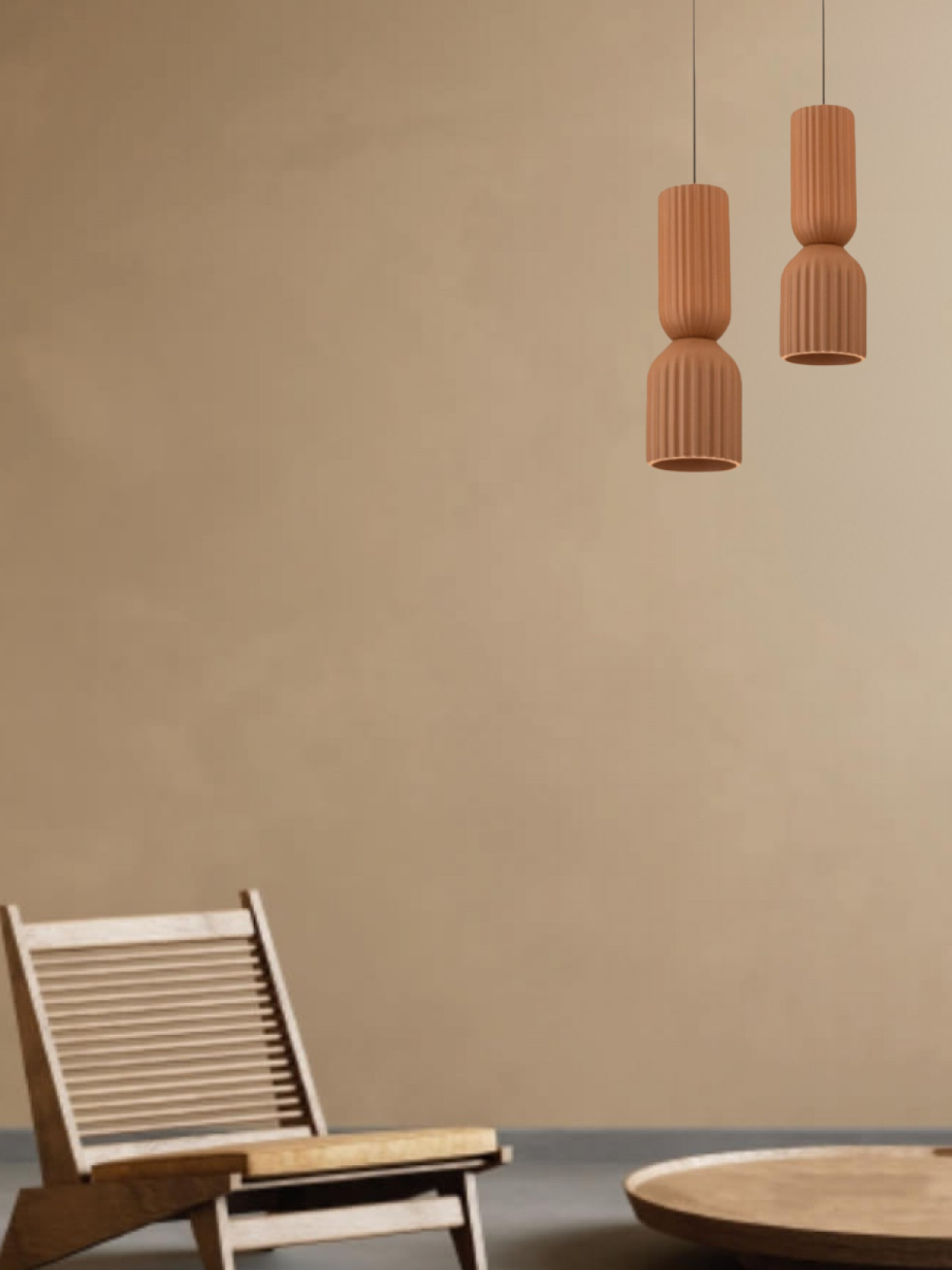 Doric Ribbed Clay Pendant