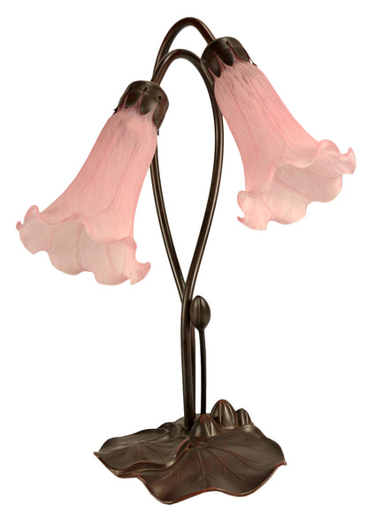 Twin Lily Tiffany Table Lamp Pink