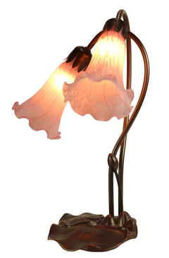Twin Lily Tiffany Table Lamp Pink
