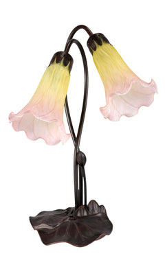 Twin Lily Tiffany Table Lamp Sunshine Blush