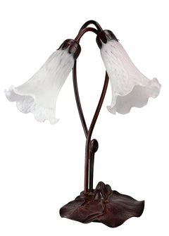 Twin Lily Tiffany Table Lamp White