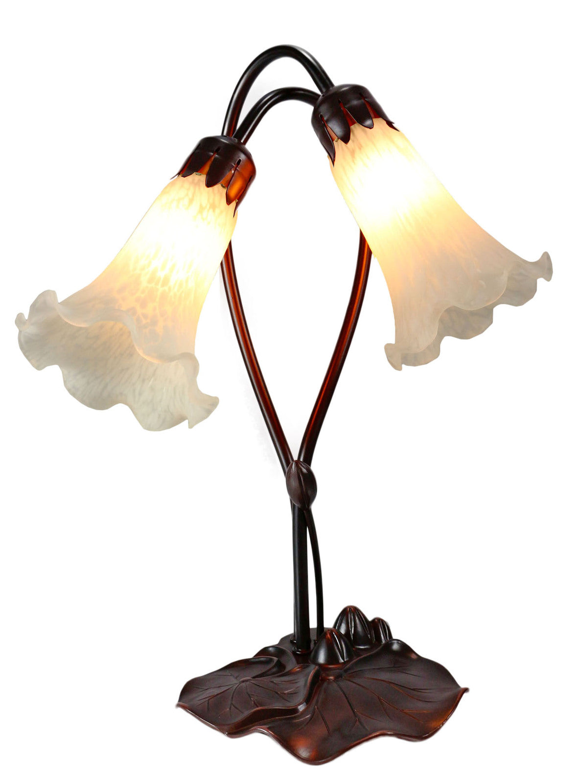 Twin Lily Tiffany Table Lamp White