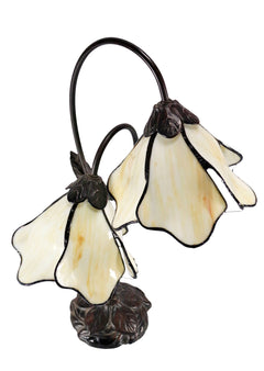 Twin Lotus Tiffany Table Lamp Beige