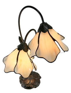 Twin Lotus Tiffany Table Lamp Beige