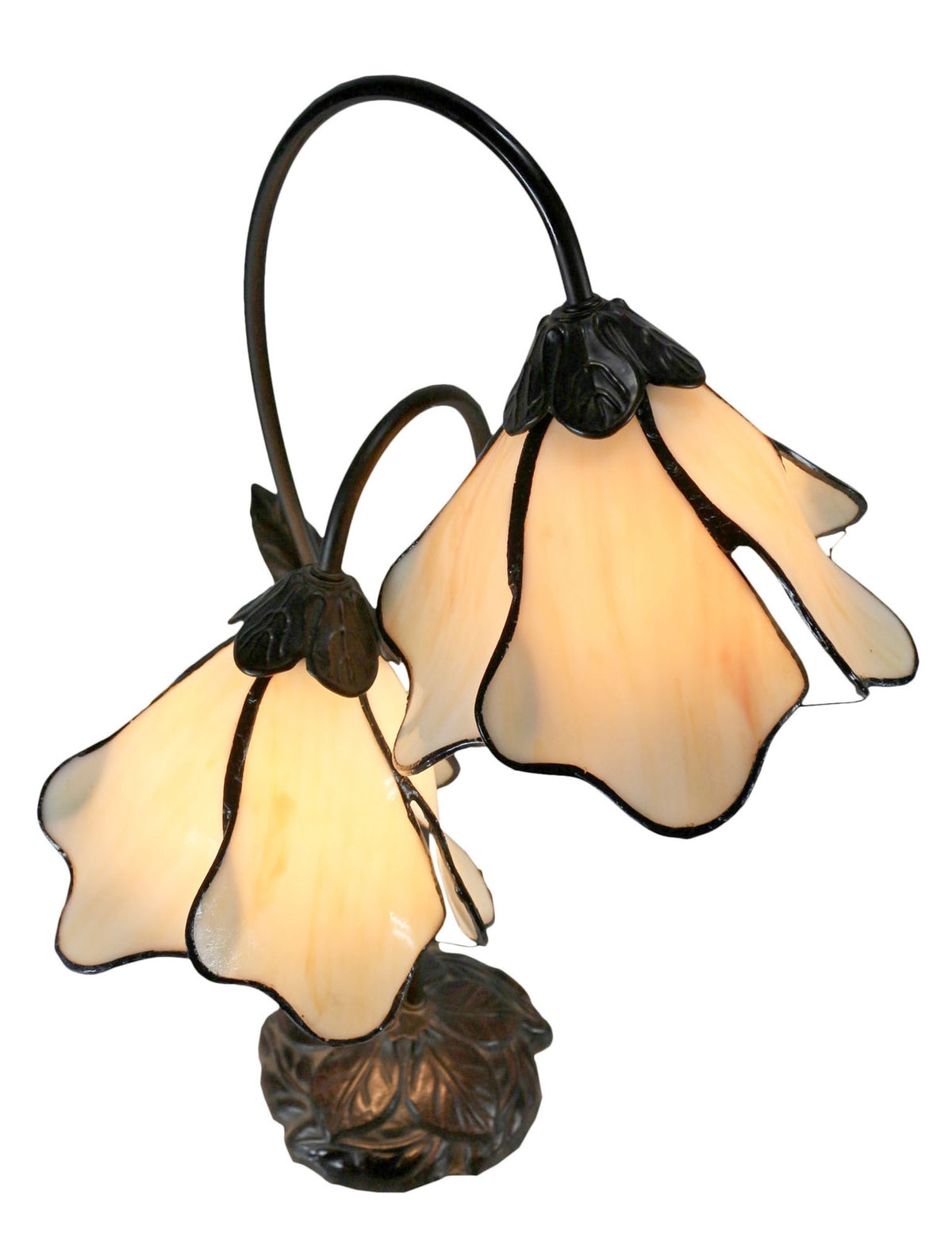 Twin Lotus Tiffany Table Lamp Beige