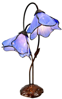 Twin Lotus Tiffany Table Lamp Blue