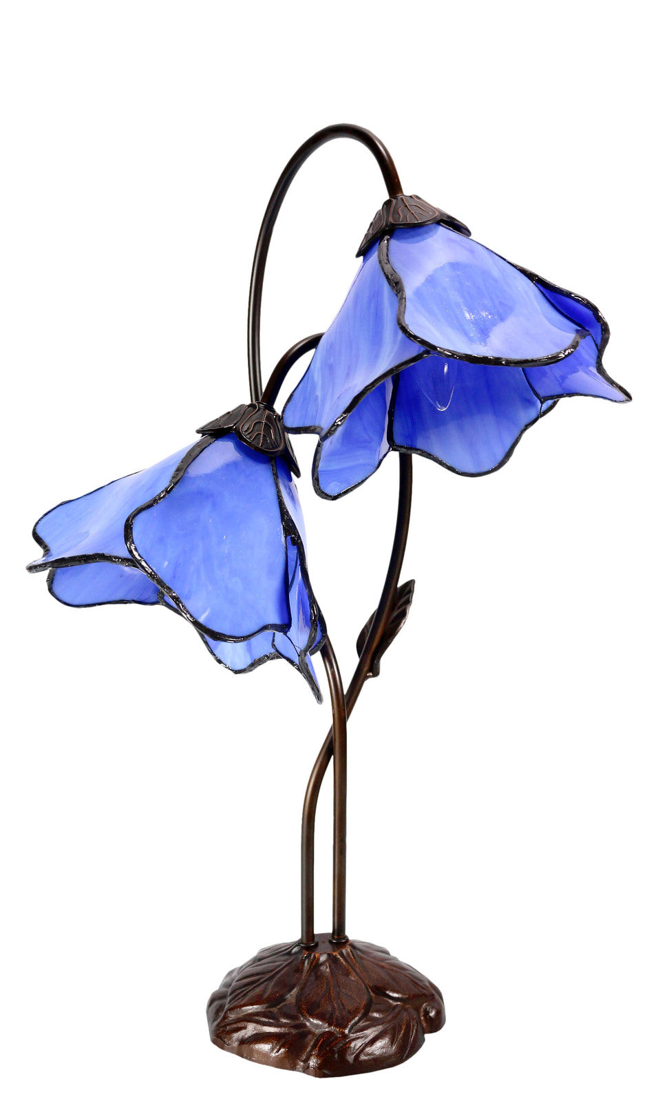 Twin Lotus Tiffany Table Lamp Blue