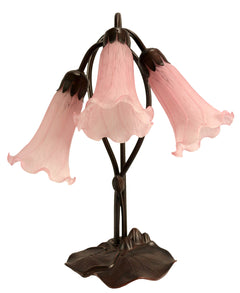Triple Lily Tiffany Table Lamp Pink