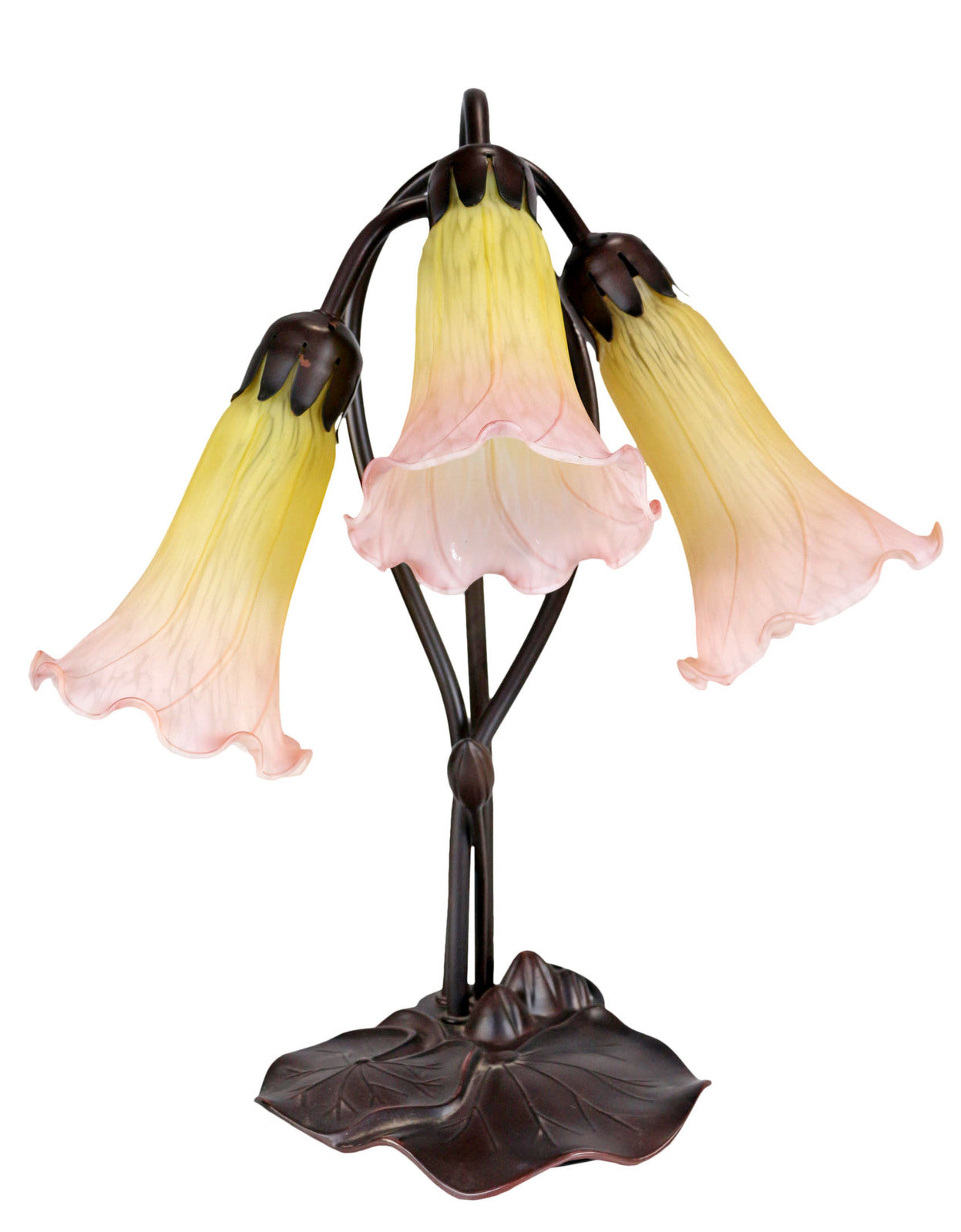 Triple Lily Tiffany Table Lamp Sunshine Blush
