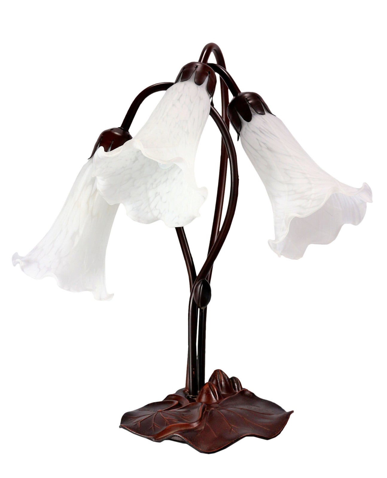 Triple Lily Tiffany Table Lamp White