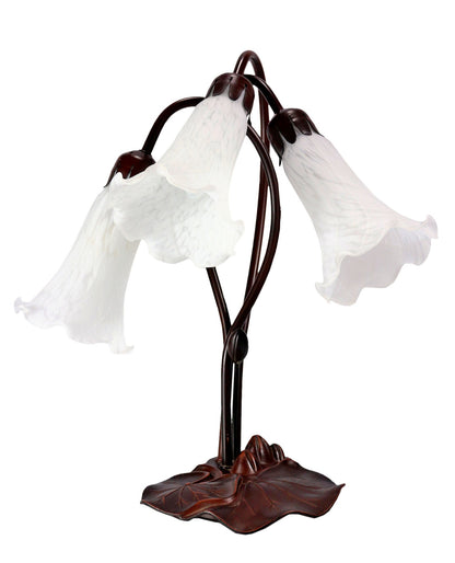 Triple Lily Tiffany Table Lamp White