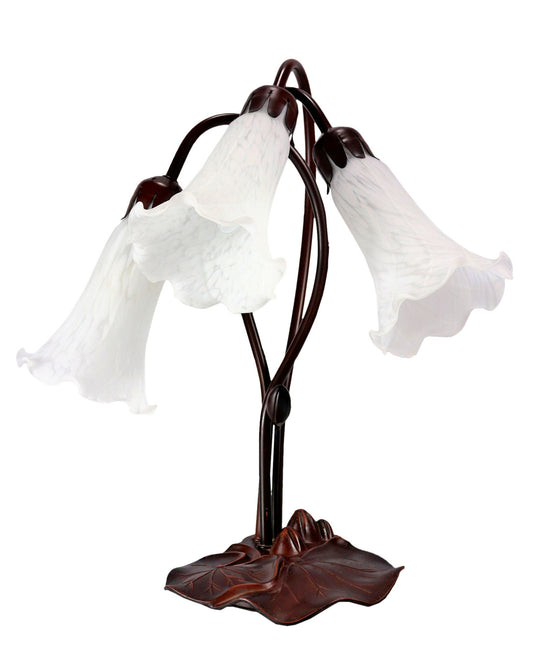 Triple Lily Tiffany Table Lamp White