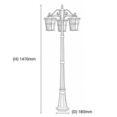Eden Triple Exterior Post Light Black
