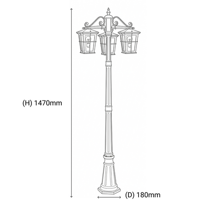 Eden Triple Exterior Post Light Black