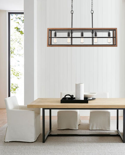 Banquet 5LT Pendant Bronze & Wood
