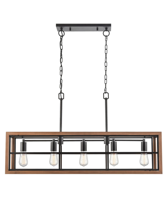 Banquet 5LT Pendant Bronze & Wood