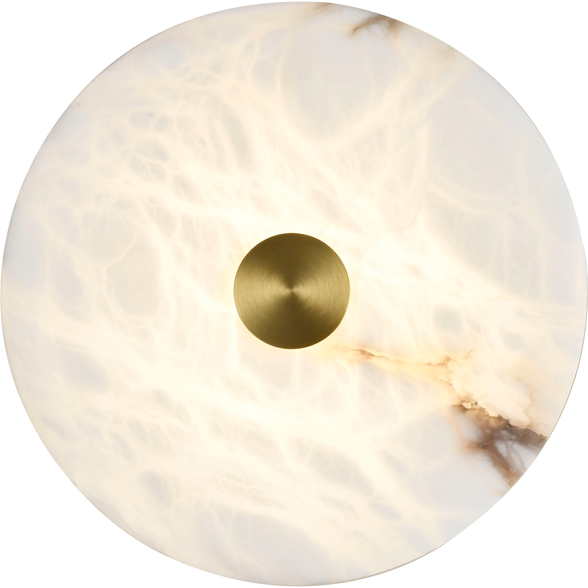Bower Modern Alabaster Stone 250mm Round Wall Light in Brass