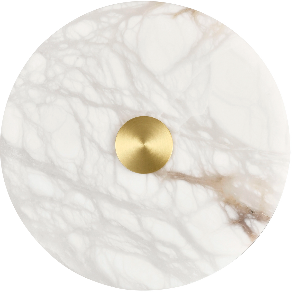 Bower Modern Alabaster Stone 250mm Round Wall Light in Brass
