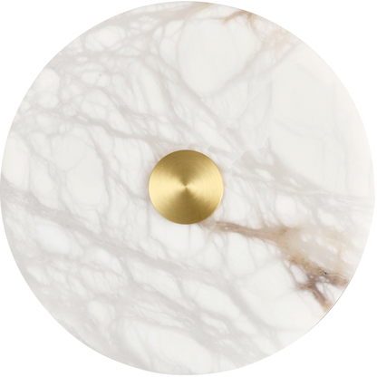 Bower Modern Alabaster Stone 250mm Round Wall Light in Brass