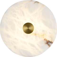 Bower Modern Alabaster Stone 250mm Round Wall Light in Brass