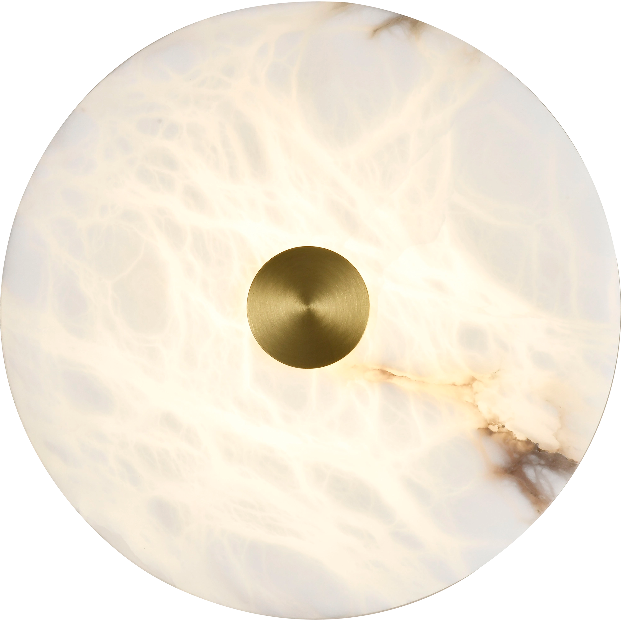Bower Modern Alabaster Stone 250mm Round Wall Light in Brass