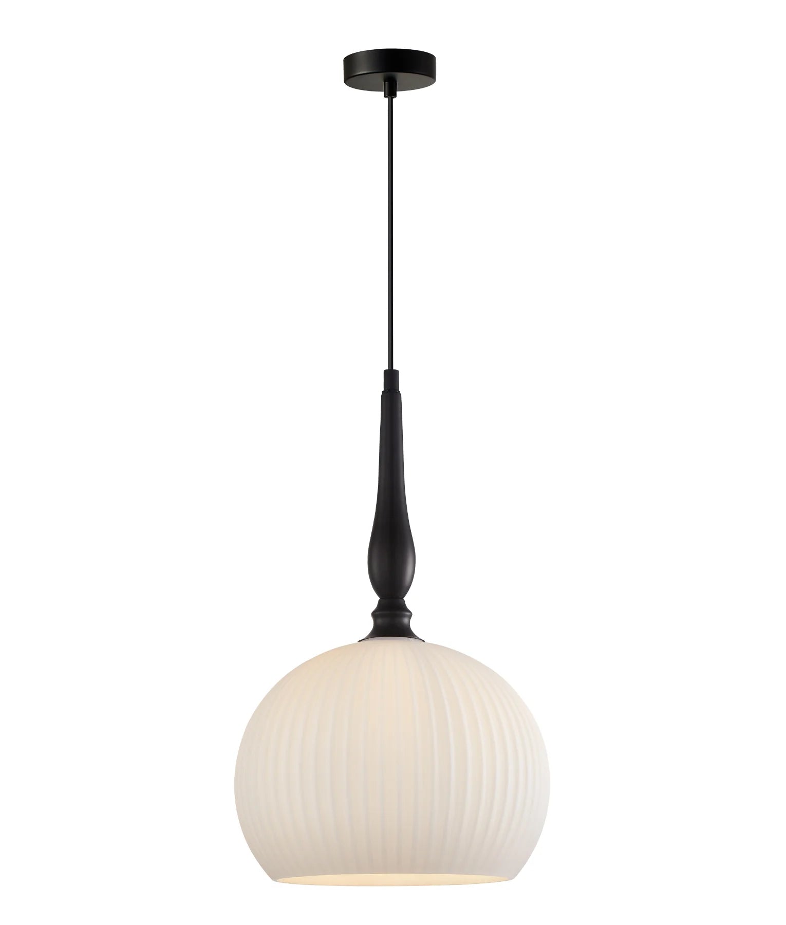 Caliz 3 Large Frosted Wine Glass Ribbed Pendant with Black