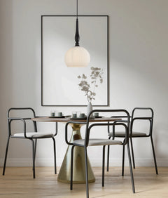 Caliz 3 Large Frosted Wine Glass Ribbed Pendant with Black