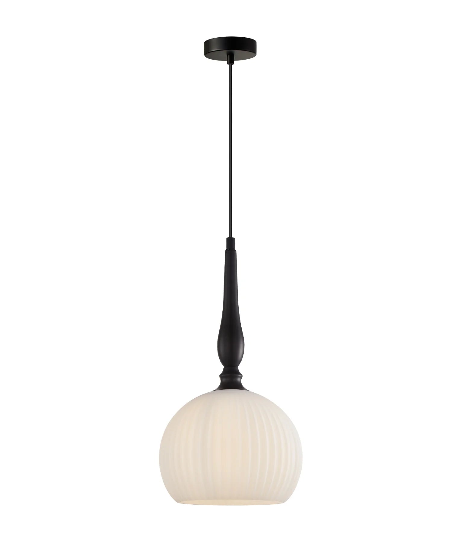 Caliz 4 Small Frosted Wine Glass Ribbed Pendant with Black