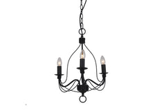 Candice 3LT Candelabra Pendant Black