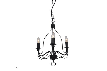 Candice 3LT Candelabra Pendant Black