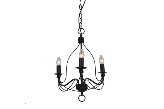 Candice 3LT Candelabra Pendant Black