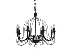Candice 8LT Candelabra Pendant Black