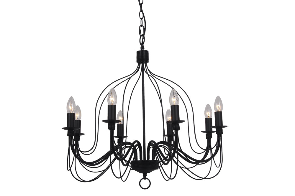 Candice 8LT Candelabra Pendant Black