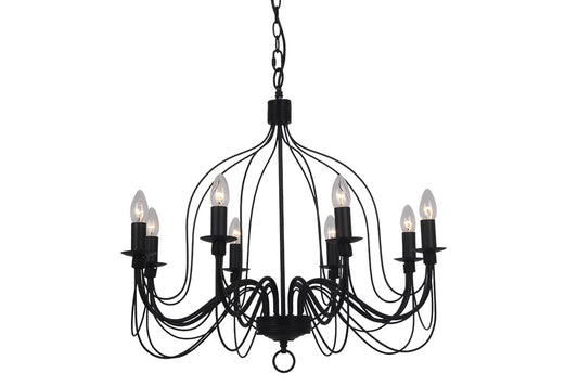 Candice 8LT Candelabra Pendant Black