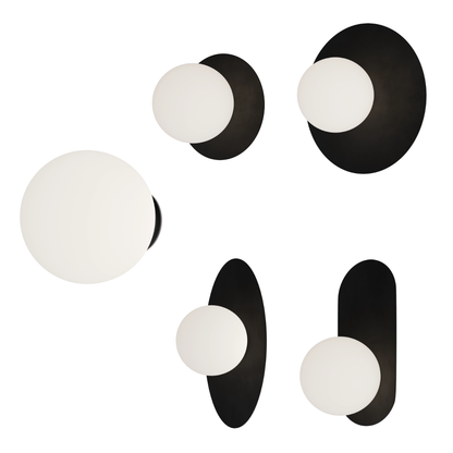 Crest Opal Orb Wall Light Black