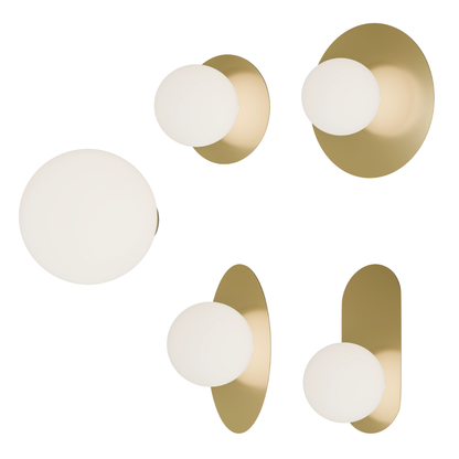 Crest Opal Orb Wall Light Brass