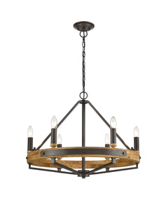 Funale 6LT Natural Wood Pendant