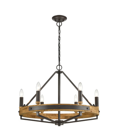 Funale 6LT Natural Wood Pendant