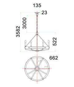 Funale 6LT Oak Wood Pendant