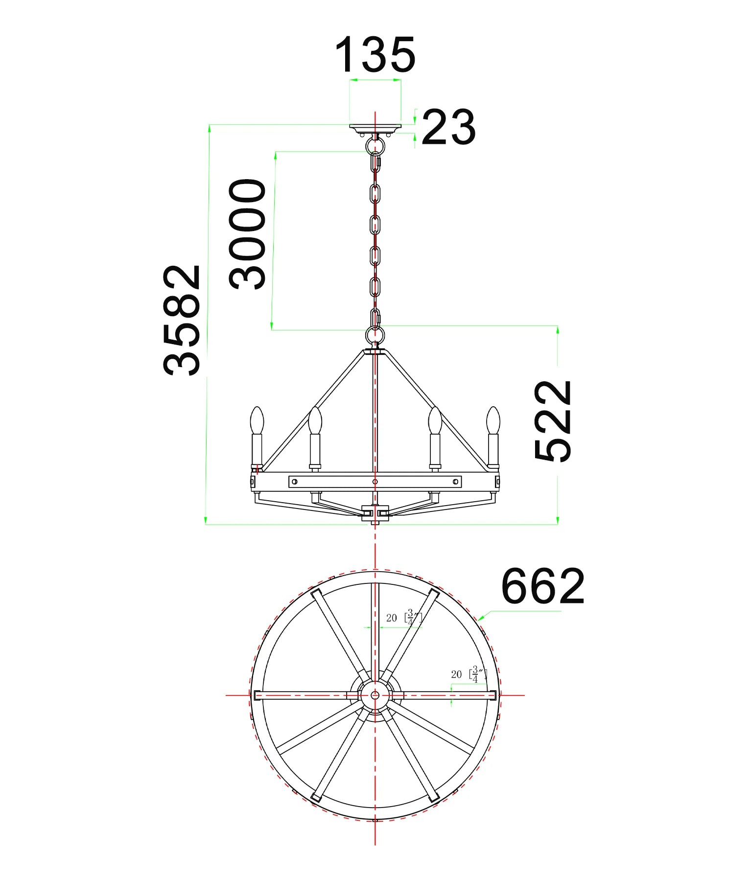 Funale 6LT Oak Wood Pendant
