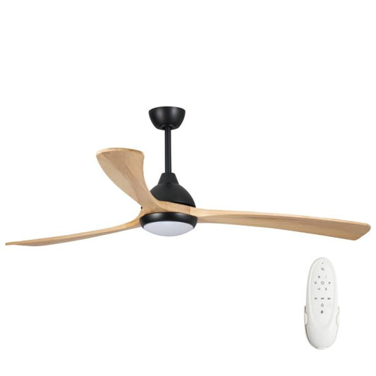 Sanctuary 52" DC Ceiling Fan with LED Light Black with Natural Blades