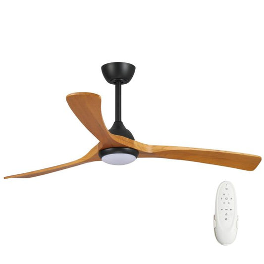 Sanctuary 52" DC Ceiling Fan with LED Light Black with Teak Blades