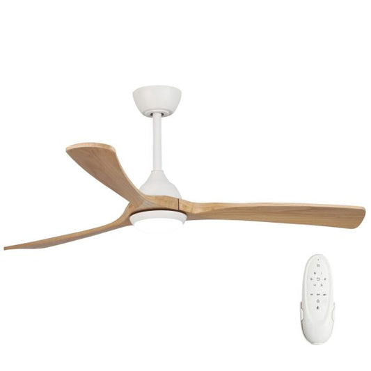 Sanctuary 52" DC Ceiling Fan with LED Light White with Natural Blades