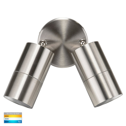 Fortis Double Adjustable Wall Pillar Light Stainless Steel