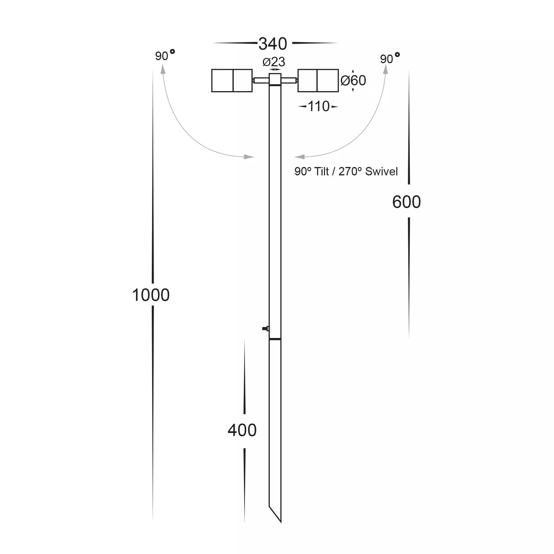 Tivah Double Spike Light Black 12V