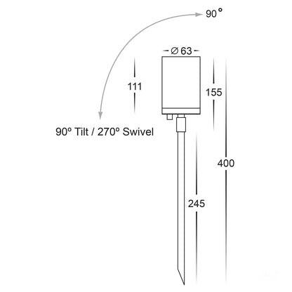 Eden Single Adjustable Spike Light Solid Copper 12V