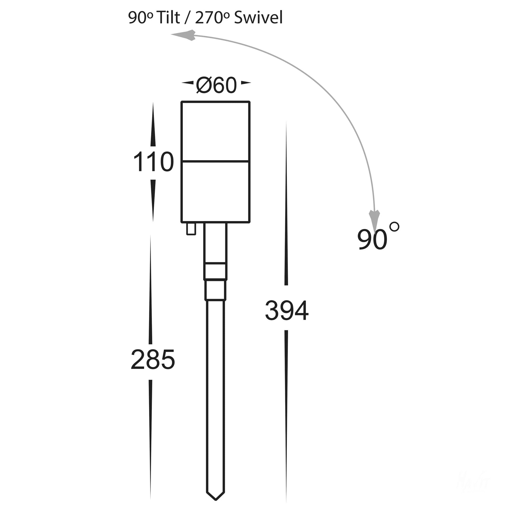 Tivah Single Adjustable Spike Light Black 12V