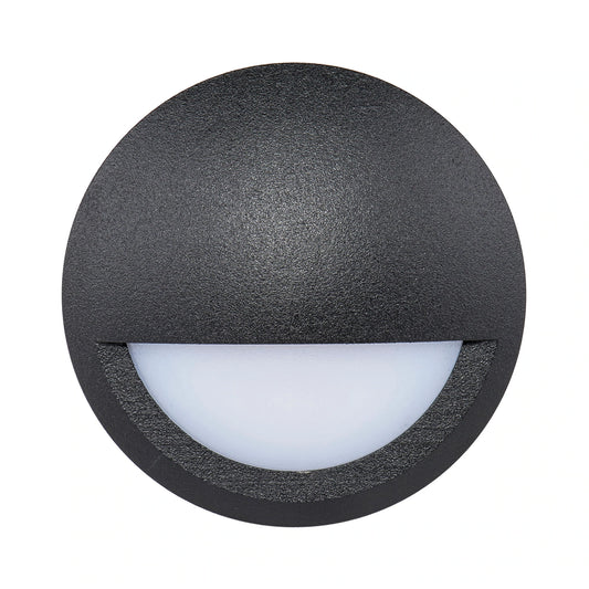 Nava Surface Mounted Tri-Colour LED Eyelid Step Light Black 12V