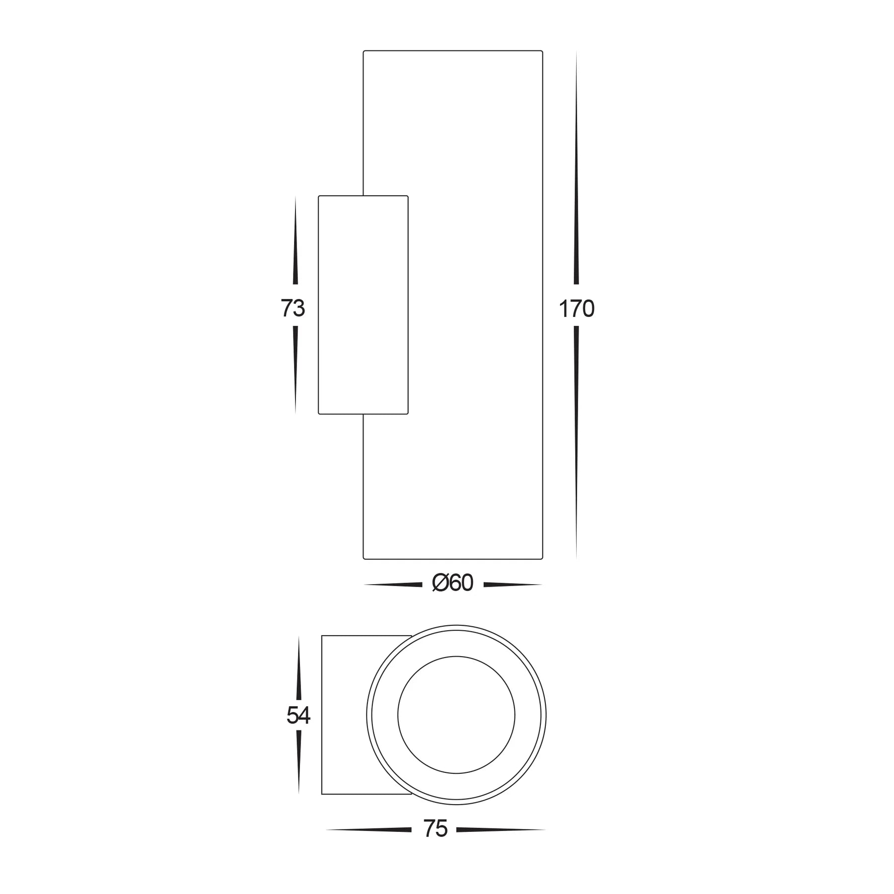 Aries Black 316 SS Up & Down Exterior Wall Light